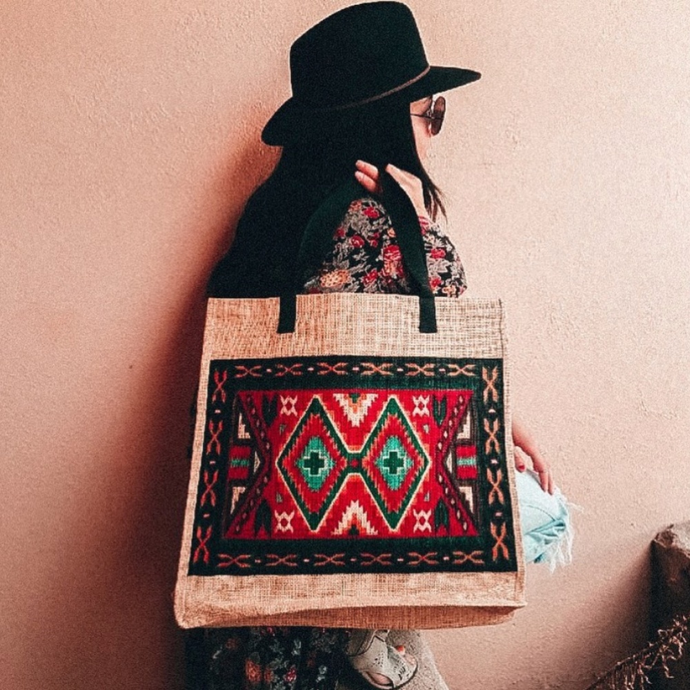 Jute boho tote